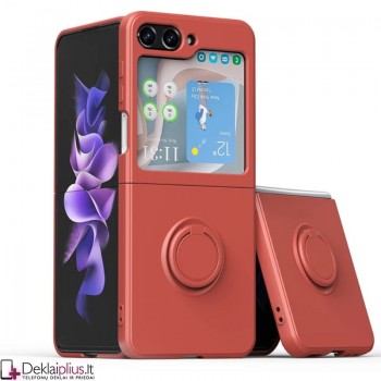Plastikinis dėklas su žiedu ir kameros apsauga - bordo spalvos (Samsung Z Flip 6/Z Flip 7 Fe) Plastikinis dėklas su žiedu ir kameros apsauga - bordo spalvos (Samsung Z Flip 6/Z Flip 7 Fe)